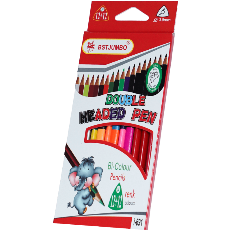 Creioane colorate bicolore triunghiulare 12 buc 24 culori, Adison